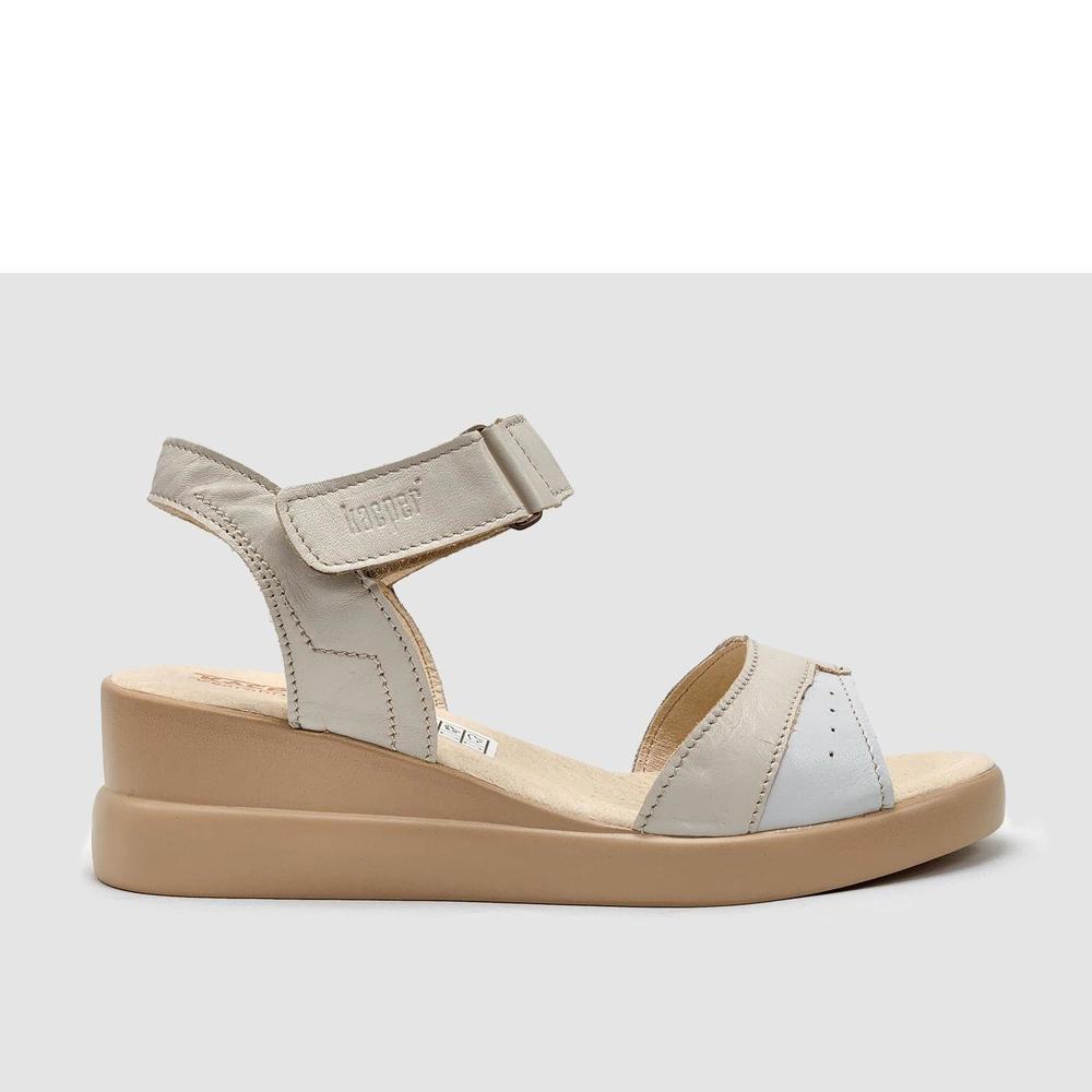 NEW KCR GROUP women's summer leather sandals in beige
